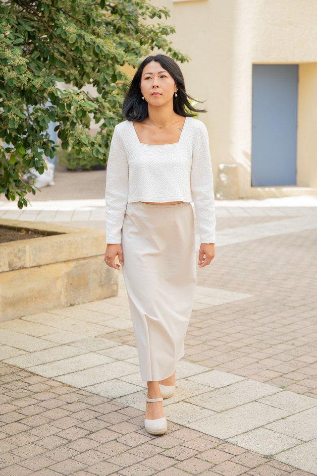 Rosa - crop top en jacquard de coton