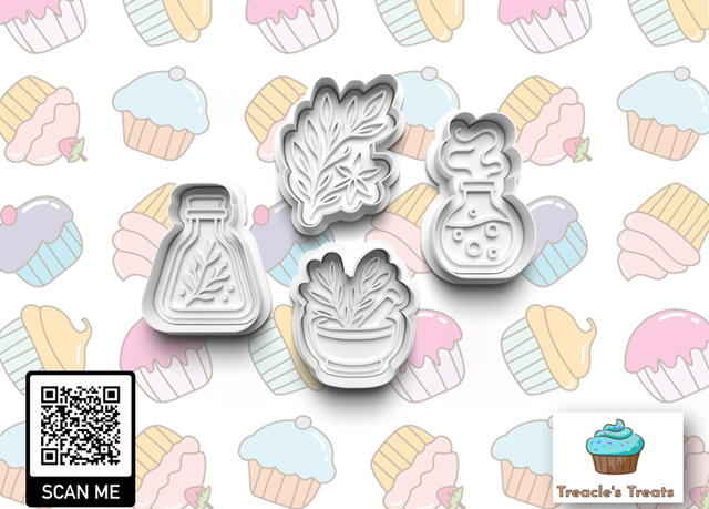 Herbs and Potions Fondant/cookie stamps with cutters