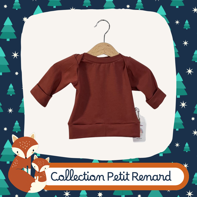 T-shirt manches longues évolutif Terracotta - Collection Petit Renard