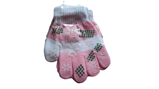 Gants rose et blanc flocon 2-4 ans