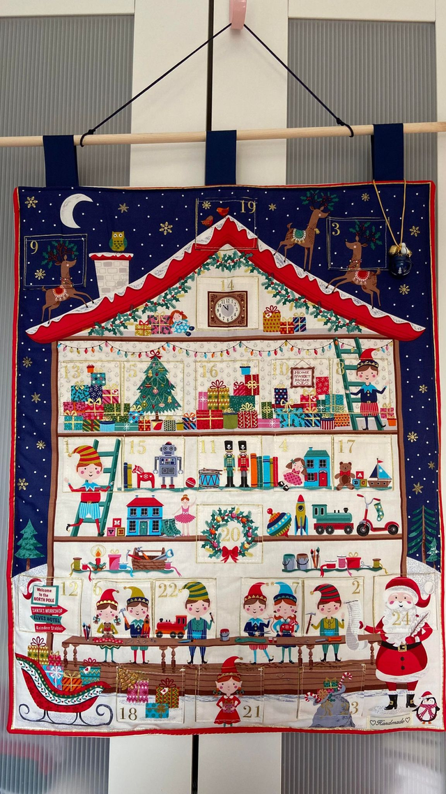 Santa's Workshop Fabric Advent Calendar with free personalised name tag