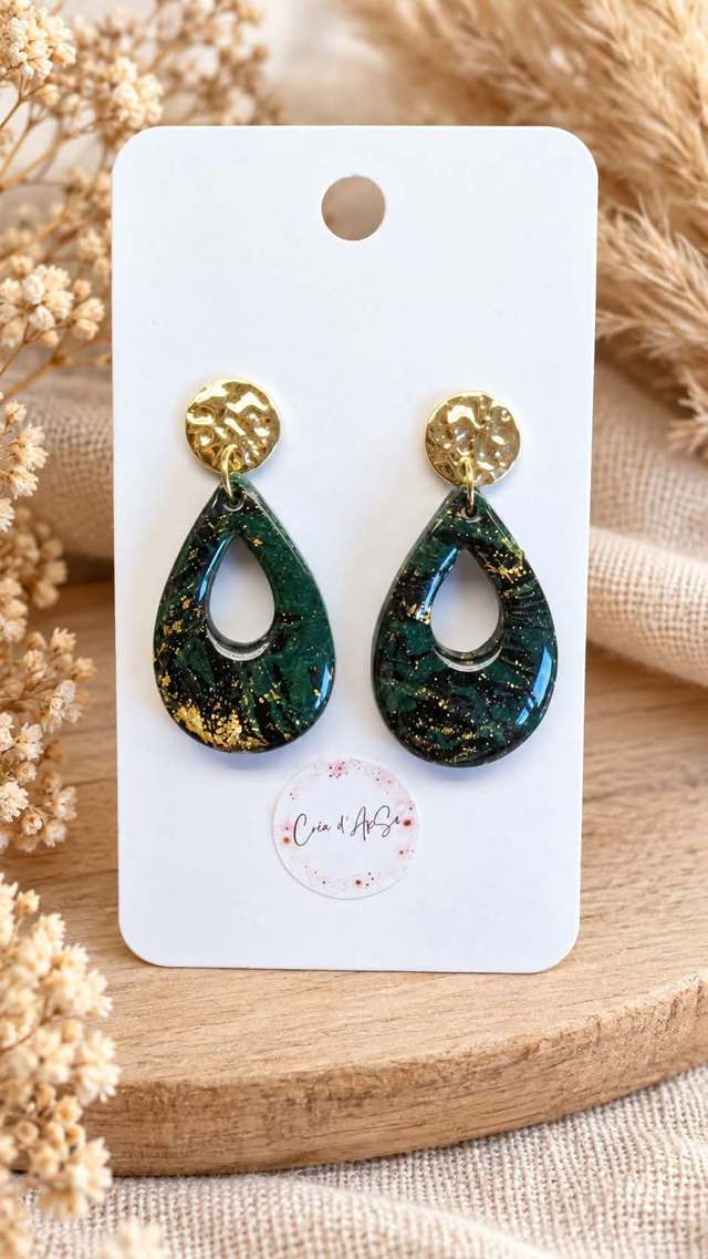 Boucles d’oreilles "Émeraude Scintillante"