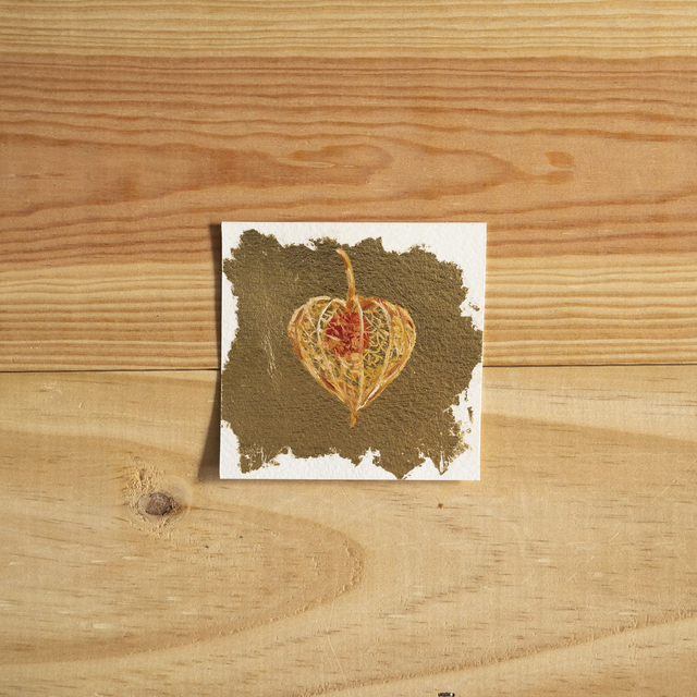 Peinture à l&#039;huile - Physalis sur fond d&#039;or