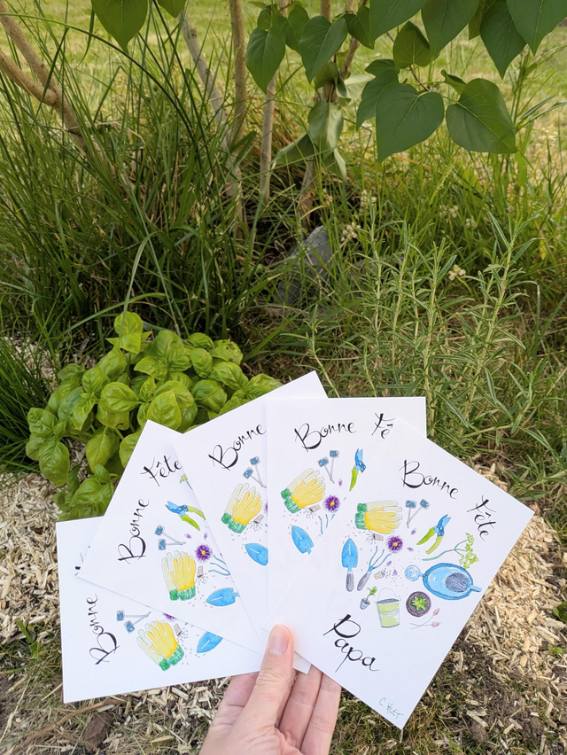 Carte "bonne fête papa" jardinier