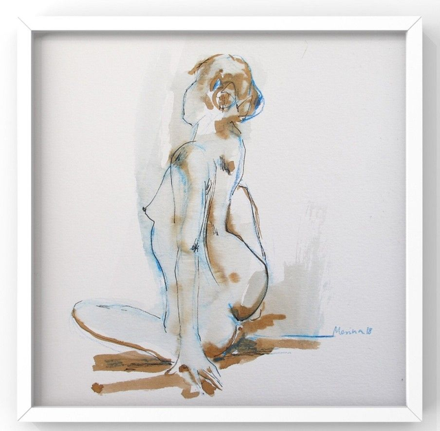 Nu de femme, encre sur papier