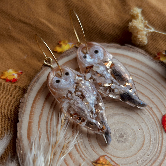 Owl Hoop Earrings Gold Plated