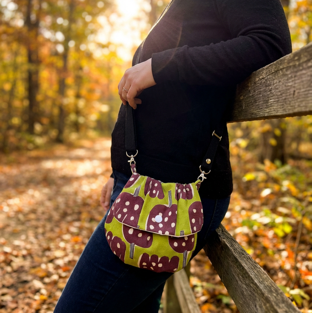 SS107 - Green and Purple Pattern Crossbody Shoulder Bag