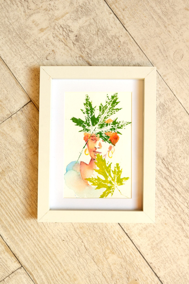 Illustration originale A6 encadrée "Visage printanier"