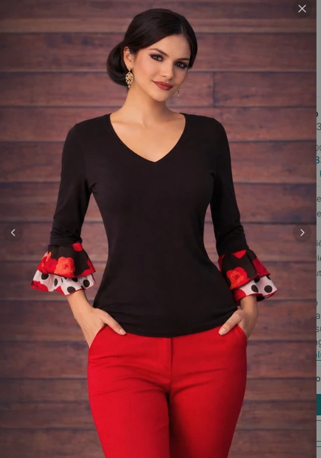 416 Taille S Top bohème Flamenco 