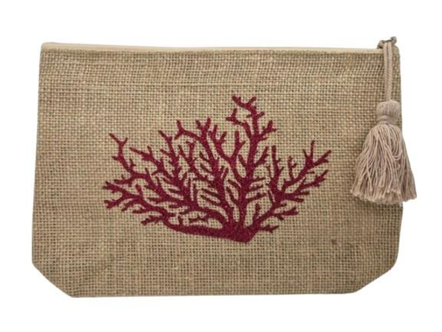 Pochette écologique en jute avec pompon – Accessoire mode durable