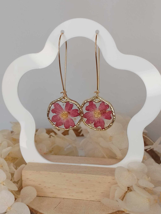 Boucles d’Oreilles en Fleurs Séchées