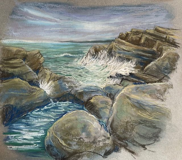 RK73 Rough Sea by Ruth Kirkby, 37 x 30 cm Pastels