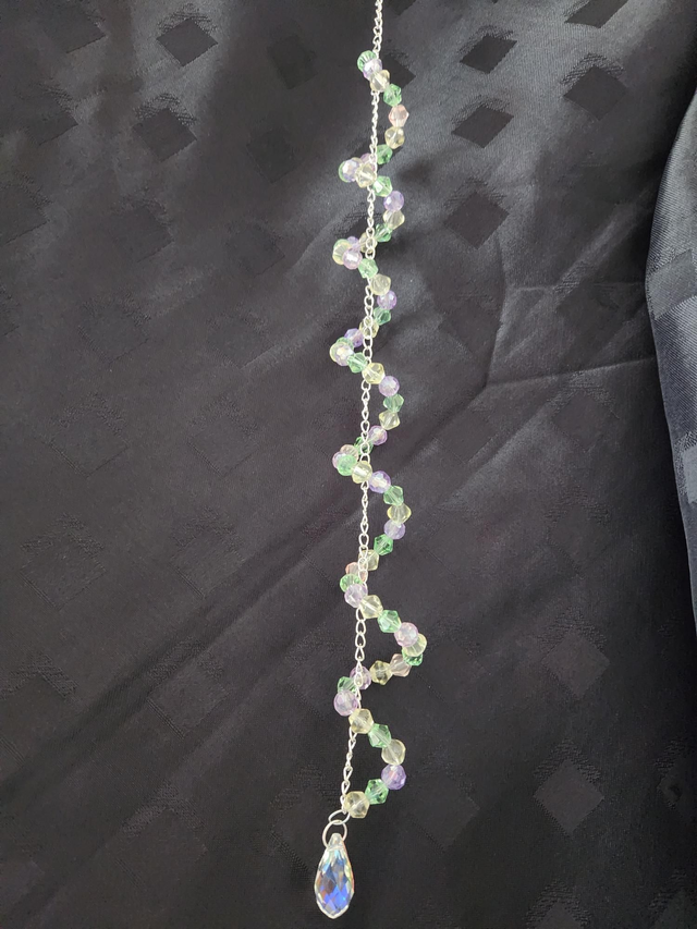 Lilac, green, pink and clear suncatcher 