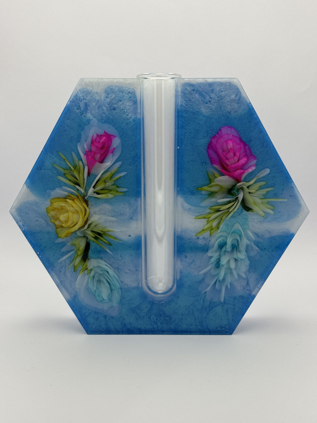 Hexagonal Bloom Resin Propagation Vase