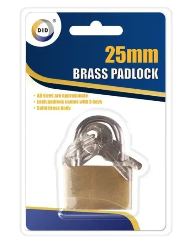 DID Solid Brass Padlock 25mm - £1.25 each