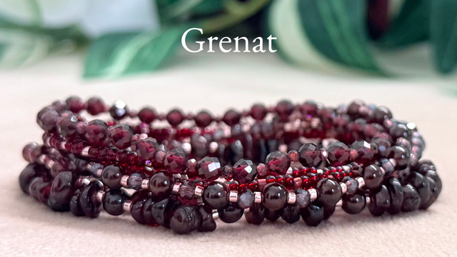 Bracelet | Grenat - Éléments Facettés 2