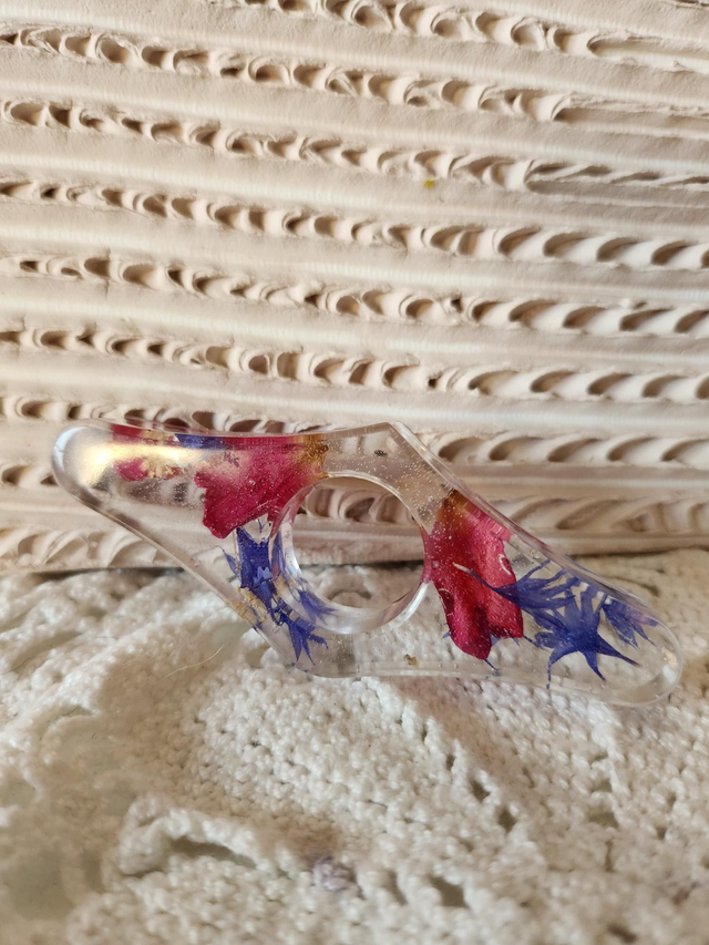 Bague de lecture résine rose et bleue