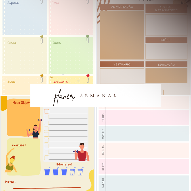 Planner de Geladeira Magnético A4 Semanal- BRINDE CANETA - Organize sua Casa - Anotações, Recados e Organização Diária