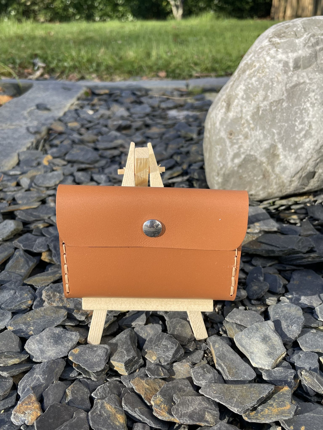 Porte-cartes/porte-monnaie marron motif pailleté