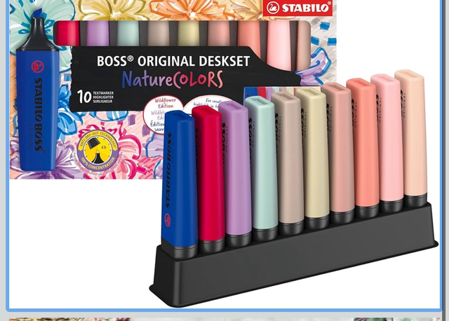 STABILO BOSS ORIGINAL - Evidenziatore - NatureCOLORS Wildflower - Desk-Set - 10 Colori assortiti