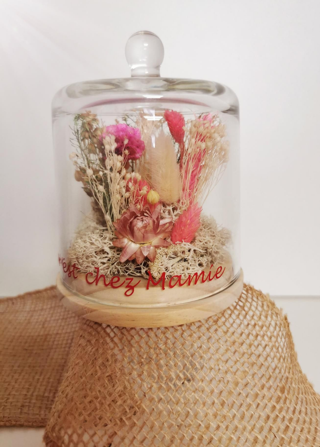 Cloche fleurie "Le bonheur est chez Mamie" 