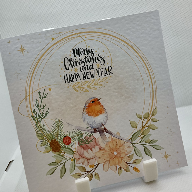 Beautiful Robin card. Christmas card. Fully customisable.