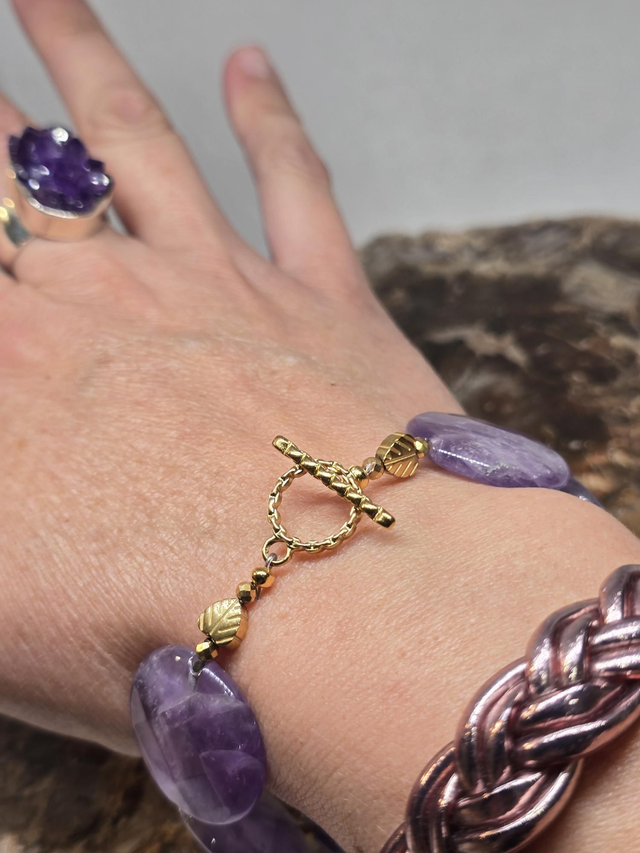 Bracelet Améthyste ronde 2,5 cm