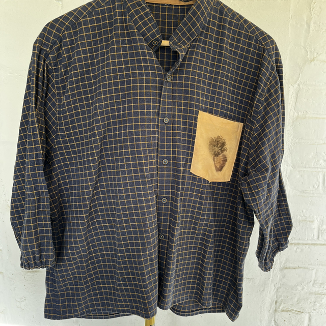 Chemise nouée dos carreaux marine