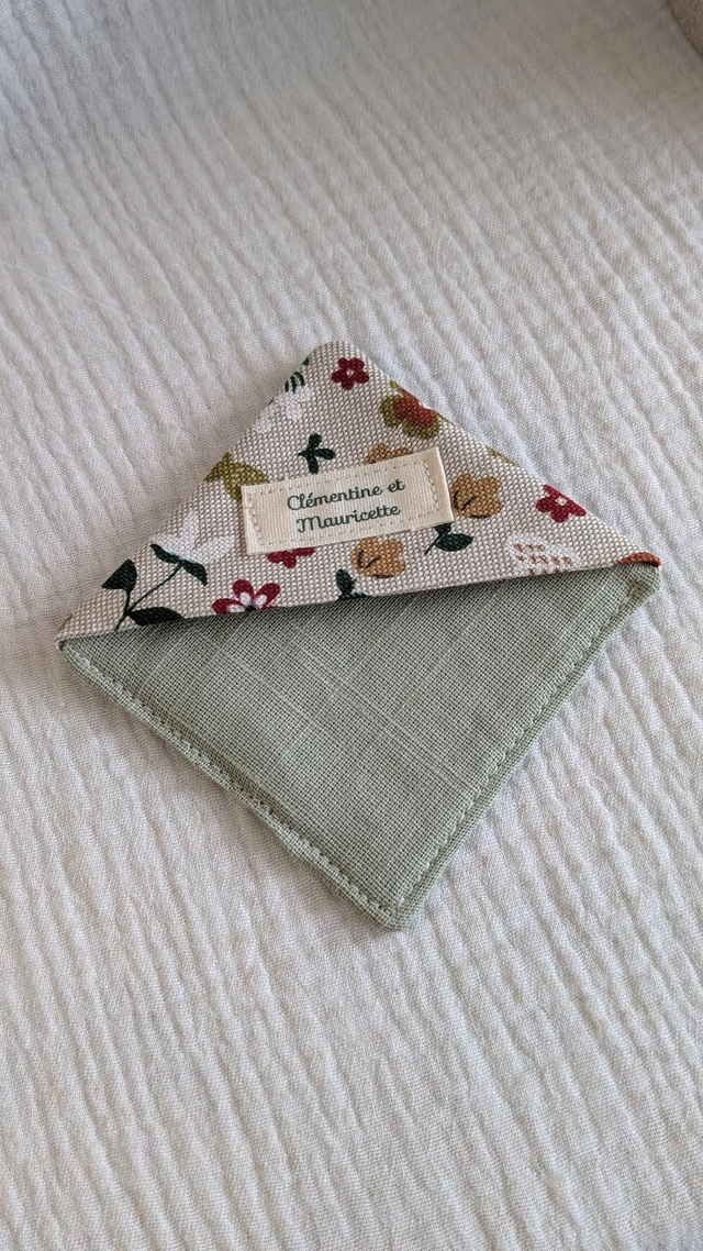 Marque-page "coin" - Collection tissu "Renard"/Vert d'eau 1