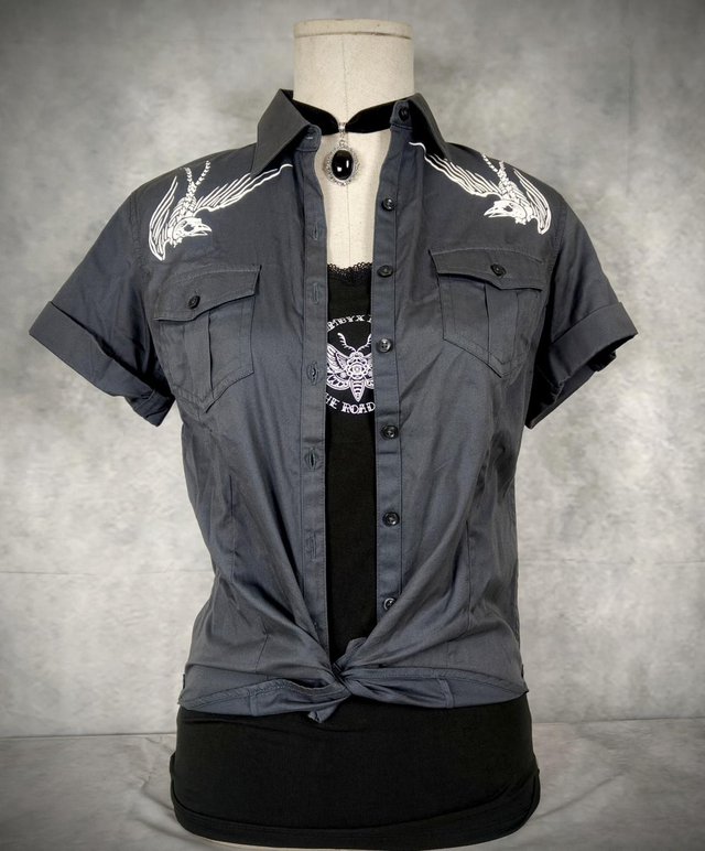 Chemise style Pin up "Hot Rod Lupo" Gris Zinc