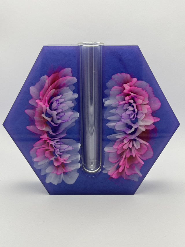 Purple Bloom Resin Hexagonal Propagation Vase