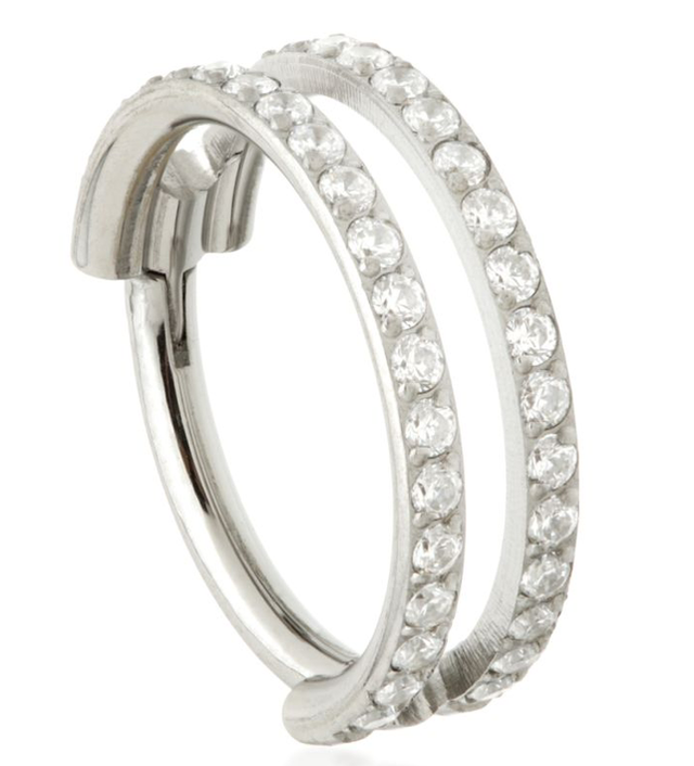 Titanium Double Band Conch Hoop with Crystals