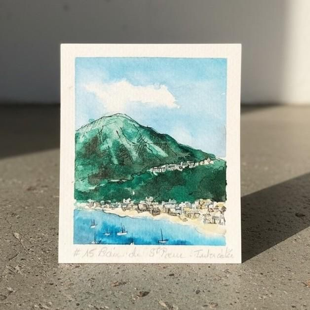 Aquarelle mini - Baie de St Pierre