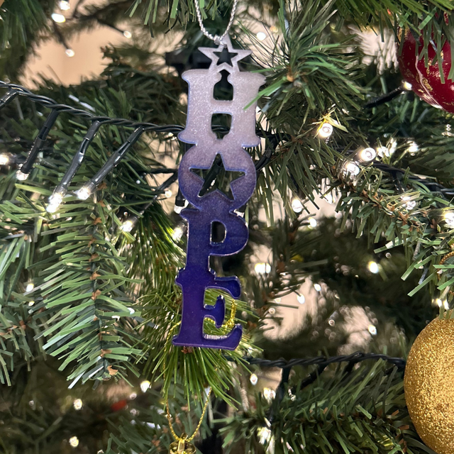 2 x Hope Lettering Baubles (Purple)