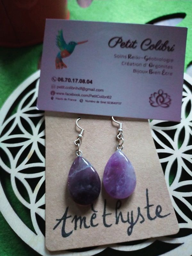 ♡ Boucles Goutte Améthyste ♡ 