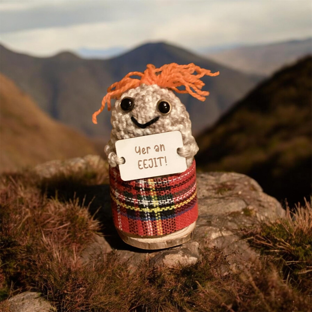 Crocheted positive pal (haggis eejit)