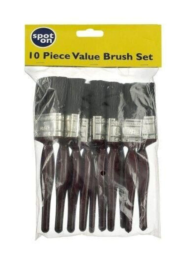 Lynwood Spoton Pak of 10 Paint brushes Inc -2X½,3X1&quot;,3X1½&quot;,2X2&quot; disposible value