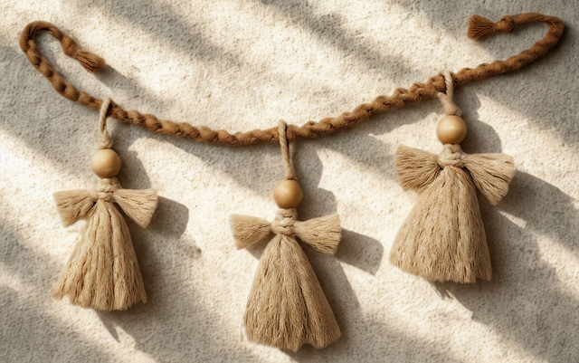 GUIRLANDE décorative avec ses 3 petits anges en macramé