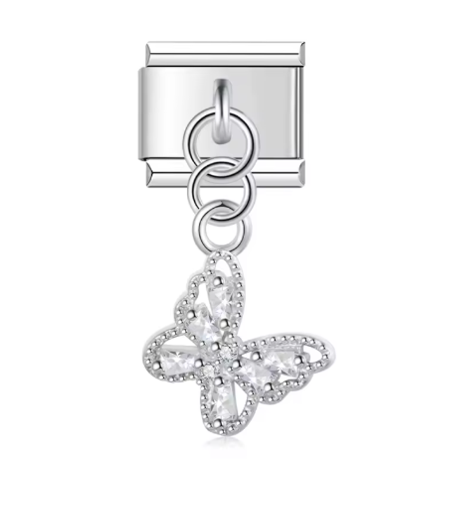Charm Mariposa y Brillos Colgante 