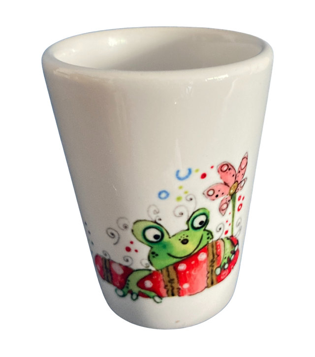 Schnapsglas Keramik "Frosch mit Luftmatratze"