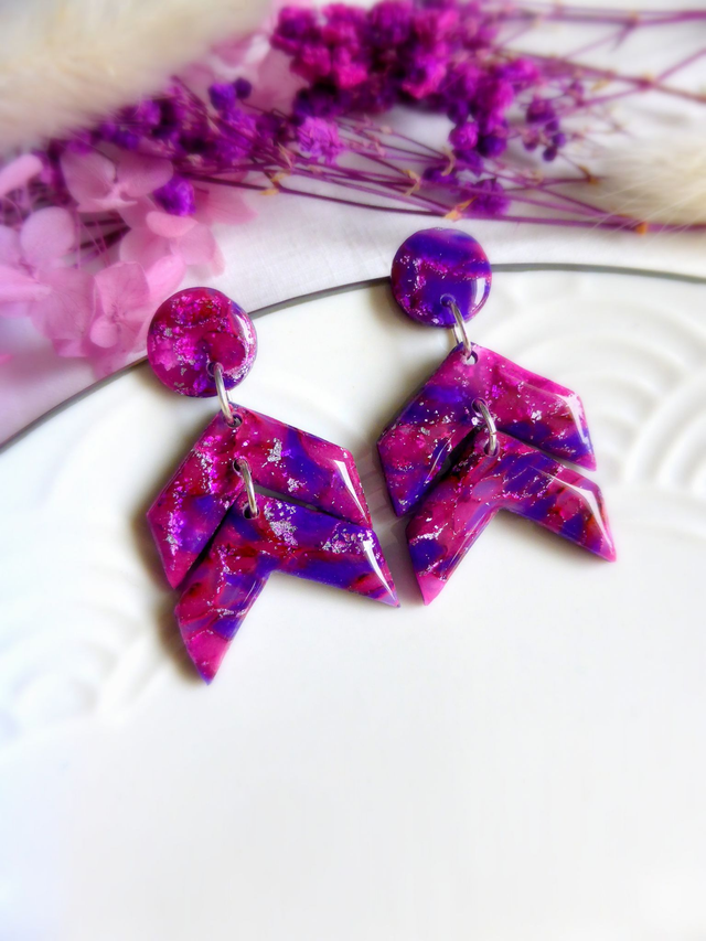 Boucles d'oreilles chevrons - Eclat de lavande