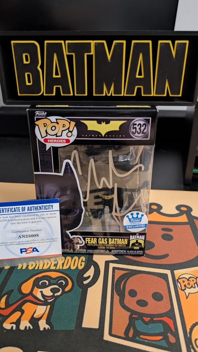 Funko Pop DC The Dark Knight Fear Gas Batman 532 Signed by Christian Bale with PSA COA