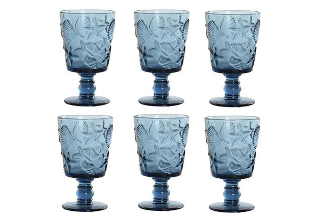 SET 6 COPAS CRISTAL AZUL CON RELIEVE