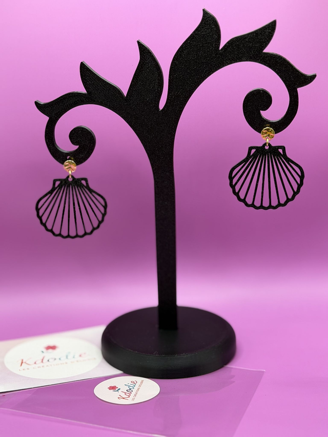 Boucles d'oreilles Coquillage - Forme Ajourée - Attaches rondes dorées