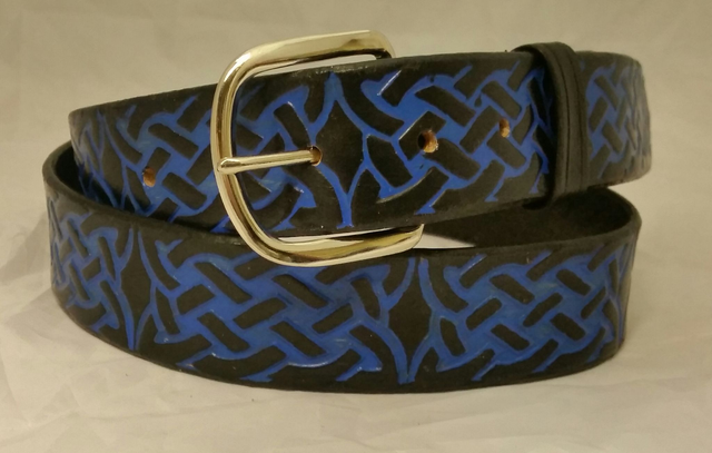 Alice Knot Embossed Belt Blue/Black 1.5" (38mm)