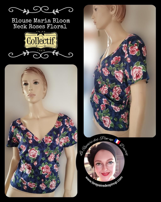 Blouse Collectif Maria Bloom Neck Roses Floral T44/46