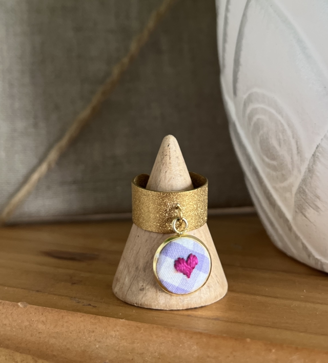 Bague breloque (vichy violet)