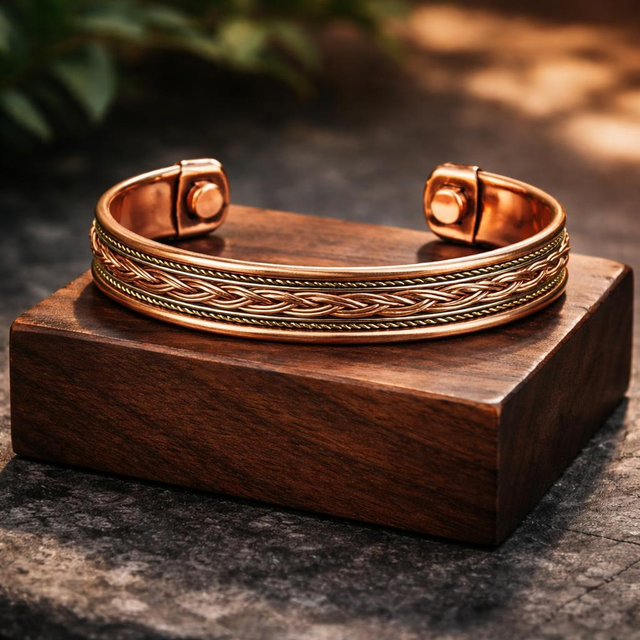 "Tressage" - Bracelet en cuivre magnétique