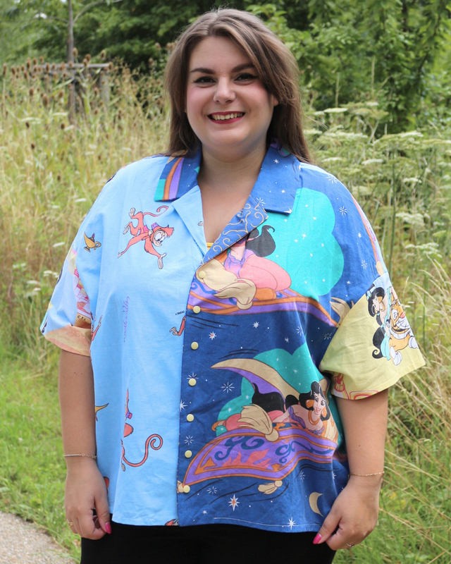 🧞 Chemise Upcyclée – « Rêve Bleu : Aladdin » – Taille 50