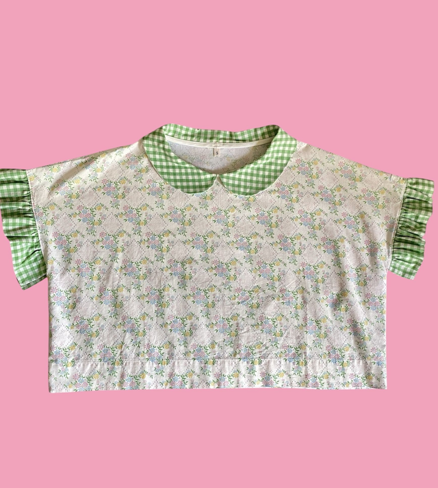 Top fleuri col claudine 